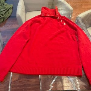 Ralph Lauren Xl Red Gold button Turtleneck